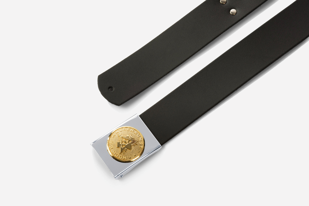 schwarzer gurt, gürtel, leder, metalln, verschluss