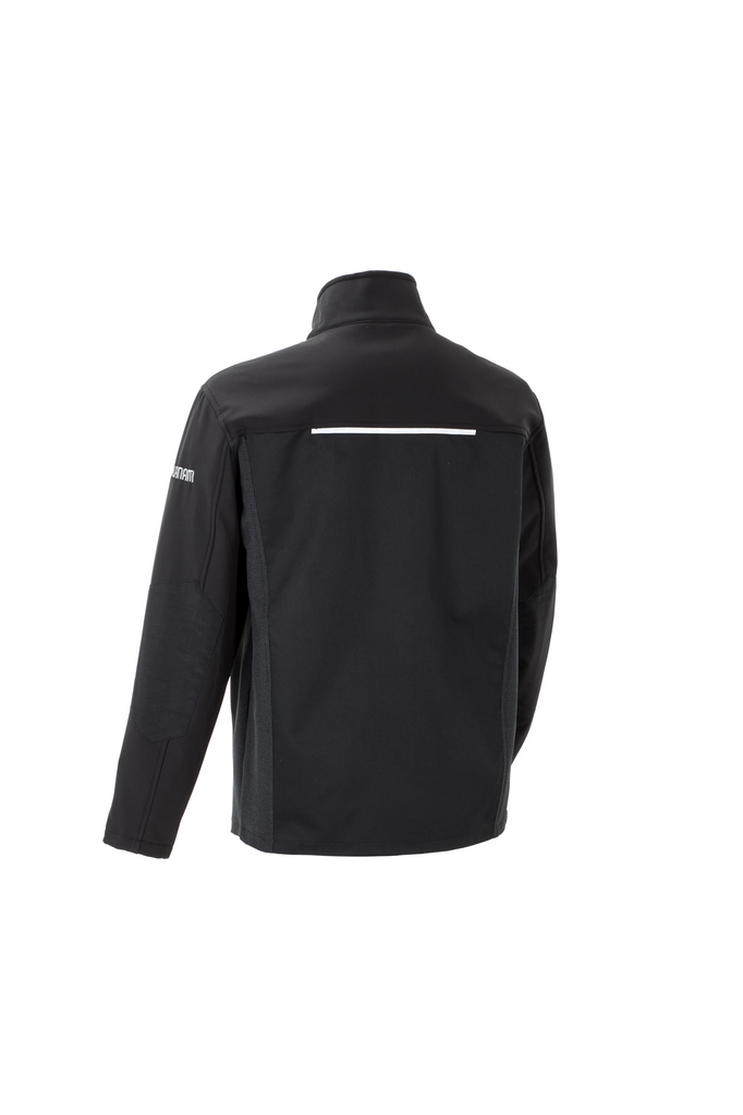 jacke, softshell, schwarz, reflektierend, tasche