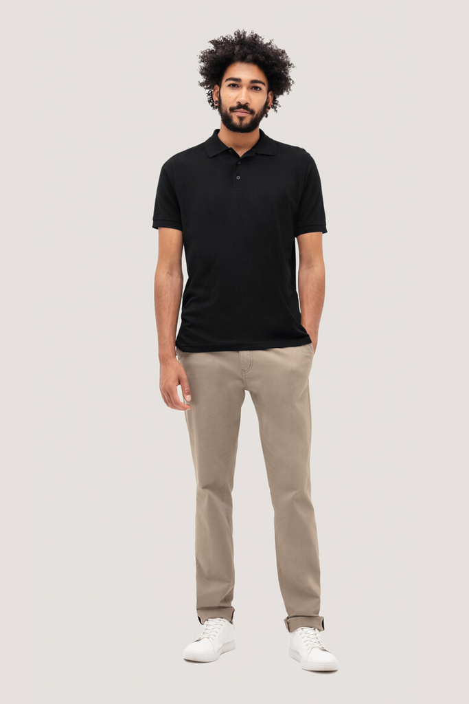 Polohemd, schwarzes Polo, Kurzärmlig, Strickpolo, freizeitkleidung