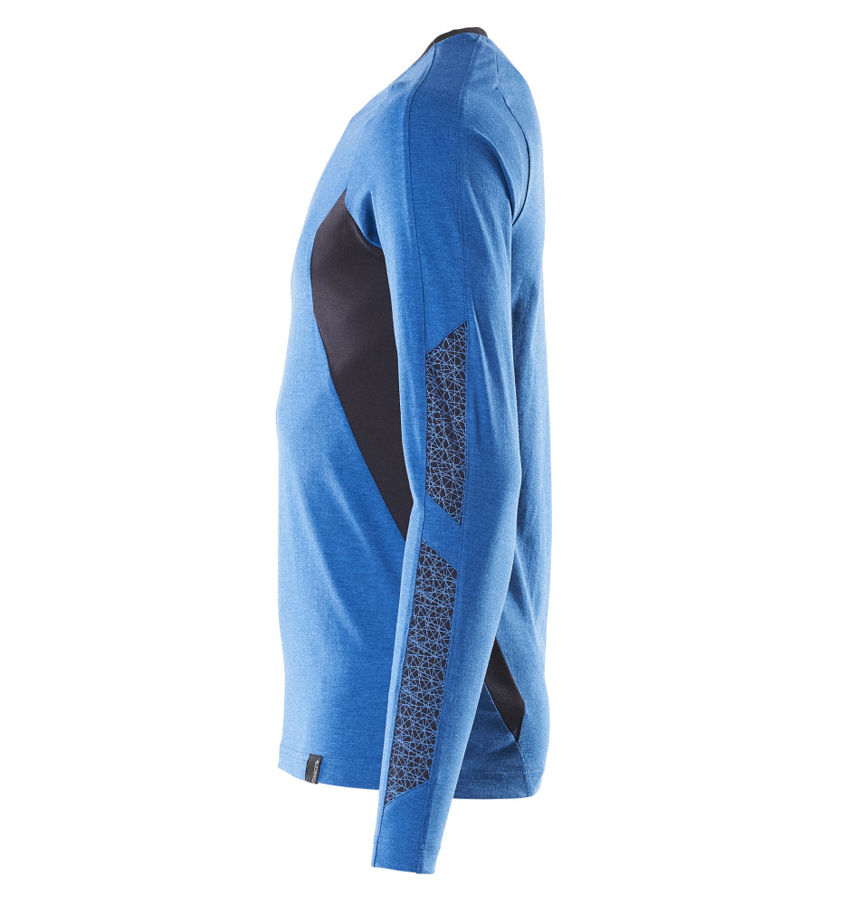 Langarmshirt, Blau, Mesh-Einsatz, Kontrastpanels, Sportoberteil