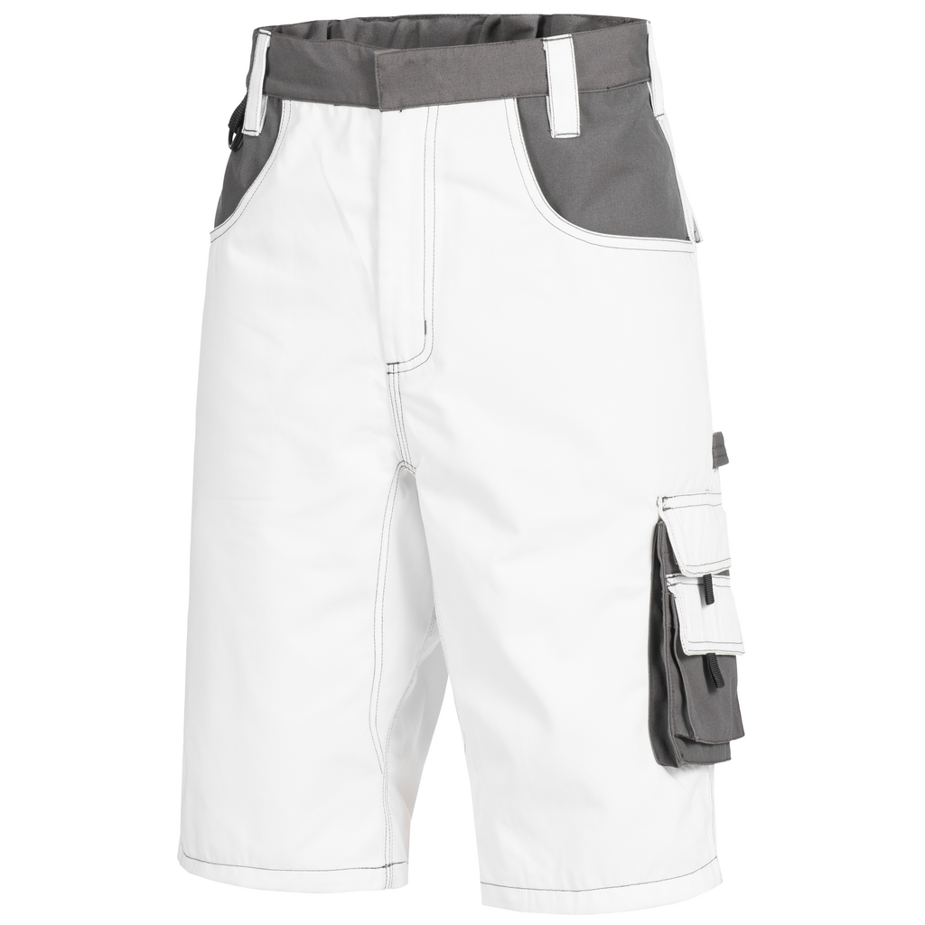 kurze Hosen, Cargo-Taschen, knielang, weiß, Kontrastverarbeitung