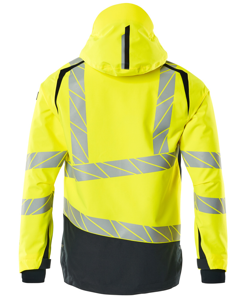 hochsichtbar, reflektierende-jacke, hardshell, mit-hood, gelb