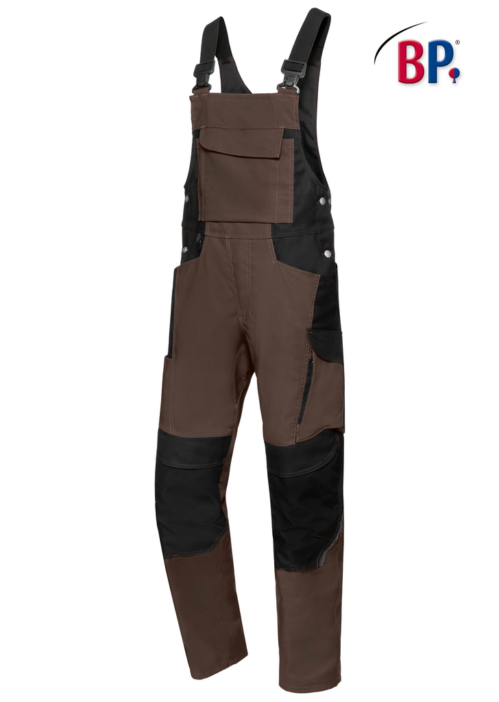 Gesamt Hose, Arbeitskleidung, Latzhose, Braun und Schwarz, Vordertasche