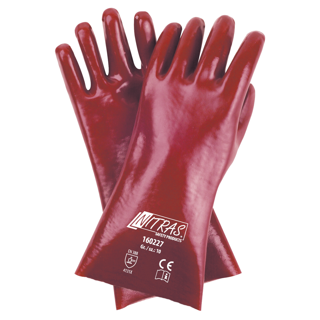 Gummi Handschuhe, Schutzhandschuhe, Rot, Langschild, EN388