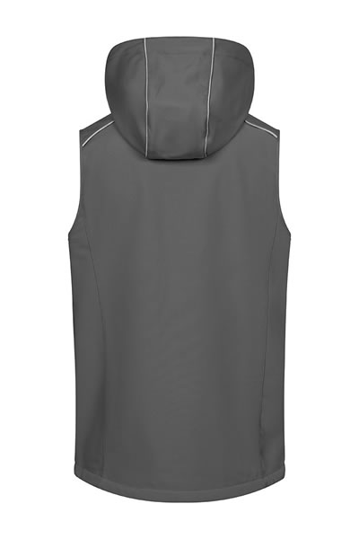 Hooded vest, Sleeveless, Grey, Softshell, Back view