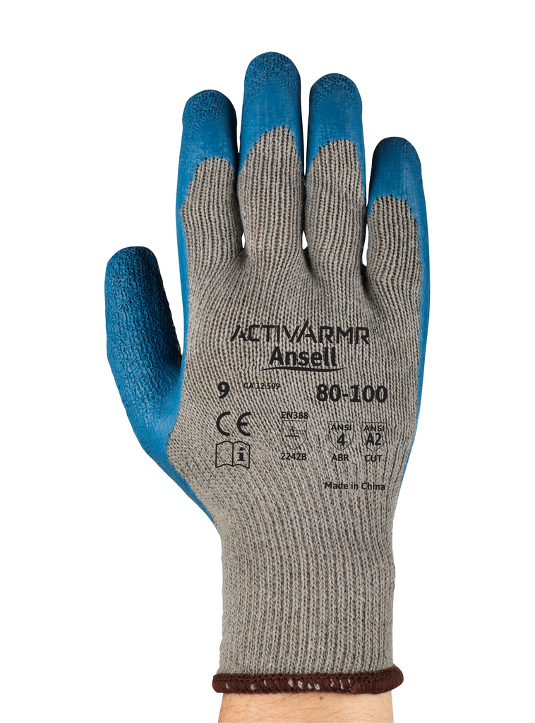 arbeitshandschuh, Grip-Handschuh, blauer Beschichtung, gestrickter Handschuh, ANSI konform