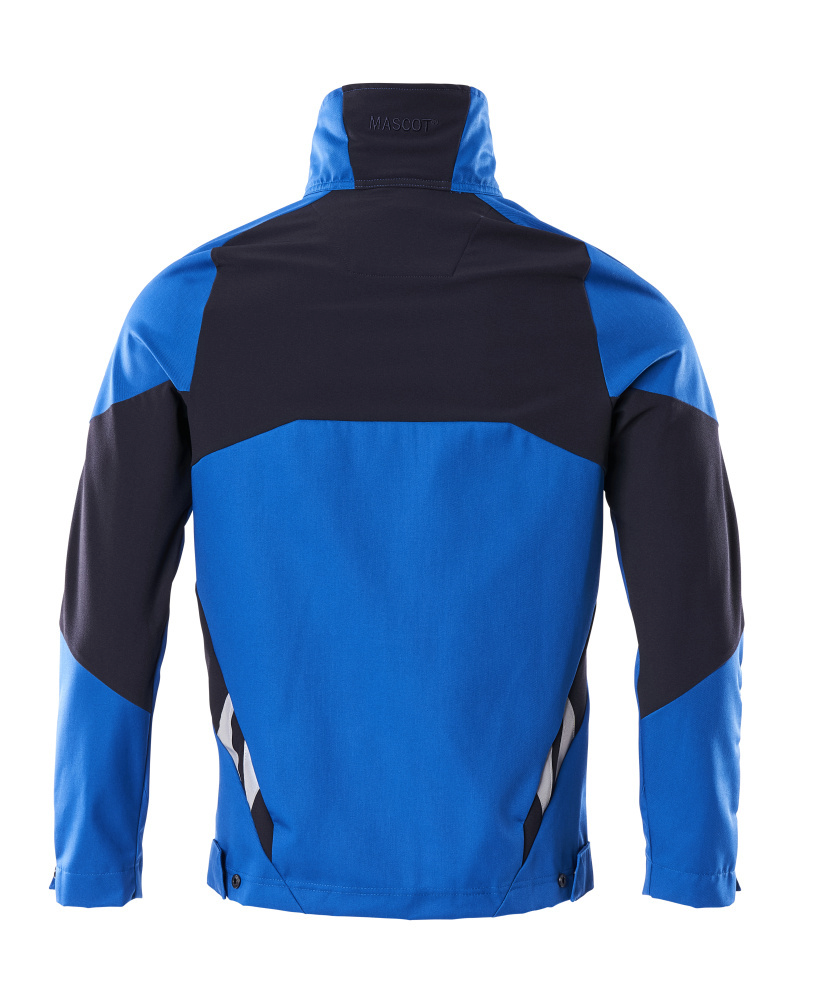 jacket, blue, colorblock, softshell, back view