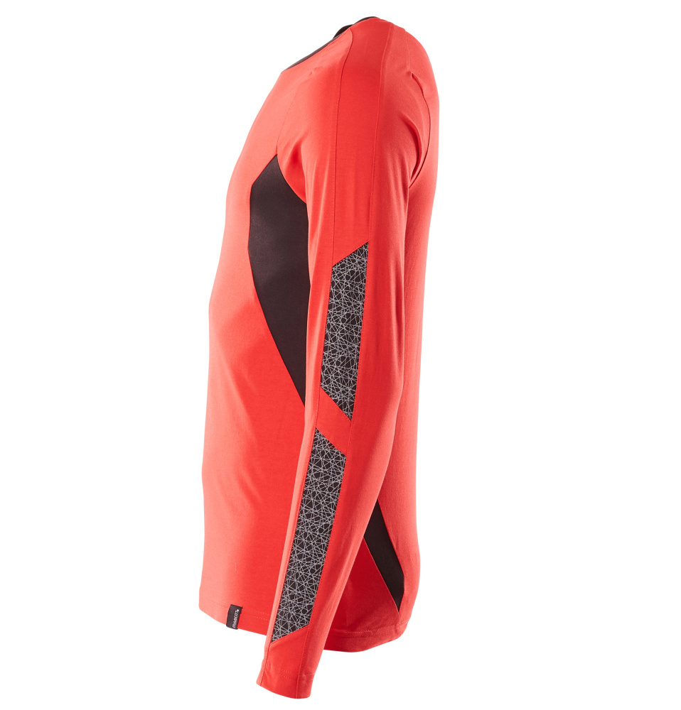 Langarmshirt, Rot, Schwarz, Mesh-Panel, Sporttop