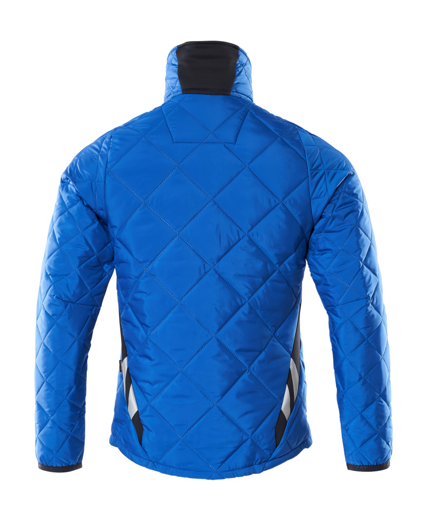 jacke, quiltung, blau, hochkragen, reversseite