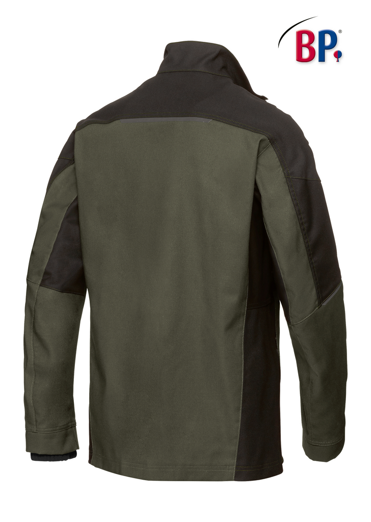 Jacke, militärgrün, Zweifarbig, Materialmix, Rückenansicht