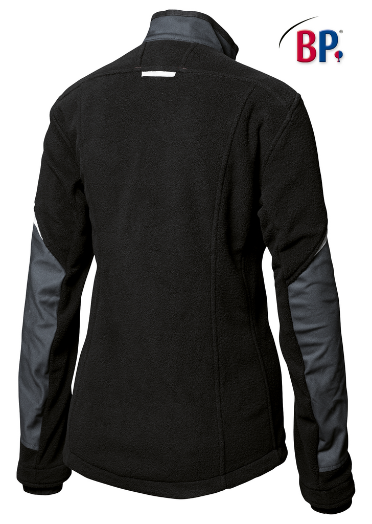 jacke, fleece, schwarz, armbänder, reversstreifen