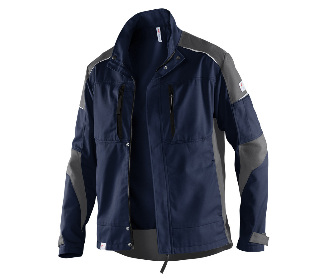 jacke, softshell, navy, grau, reißverschluss