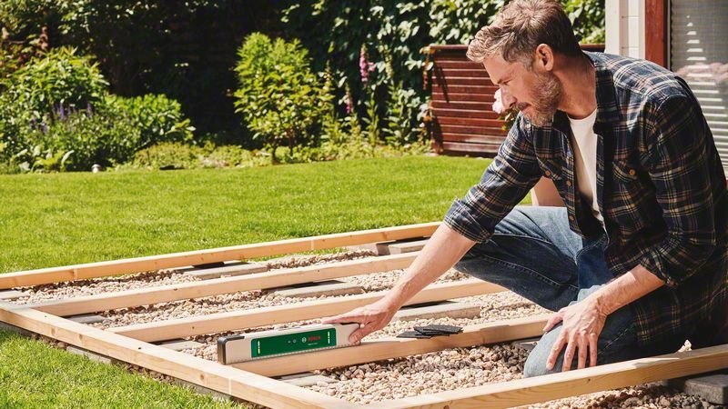 Gartenboden, Holzbalken, Level, Baustelle, Gartenbau