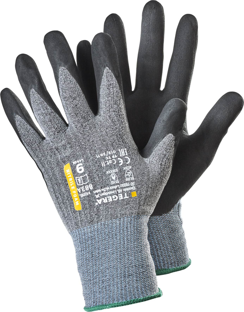 Arbeitshandschuh, Griffhandschuh, grauer Handschuh, Nylonstrickhandschuh, Gummi-Beschichtung