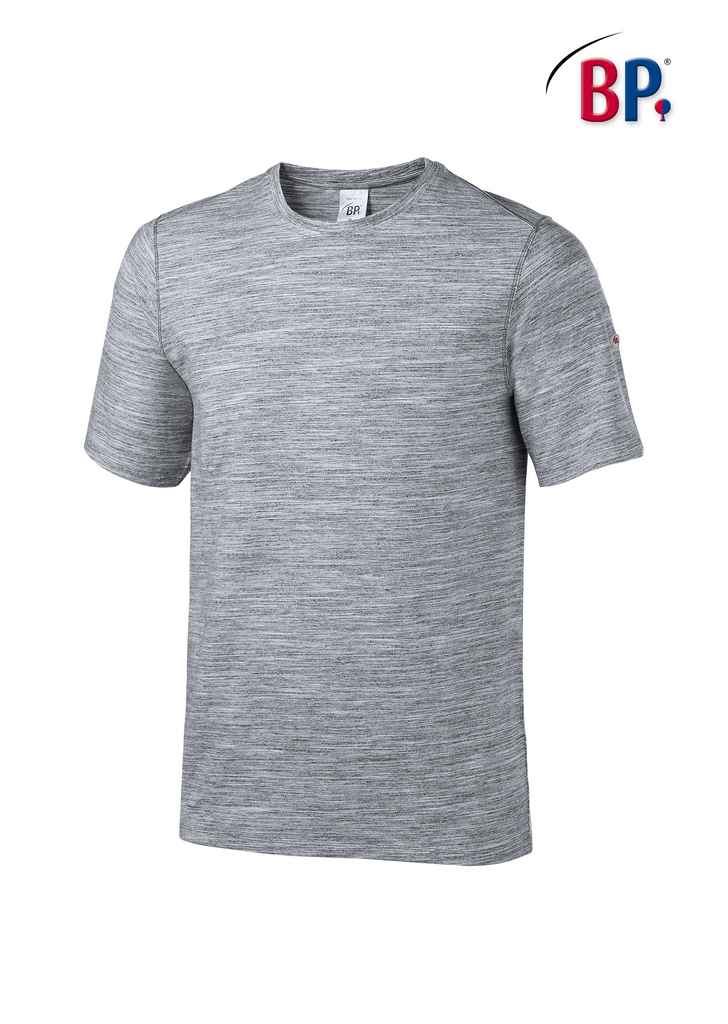 t-shirt, grau, heather, kurzarm, Rundhals