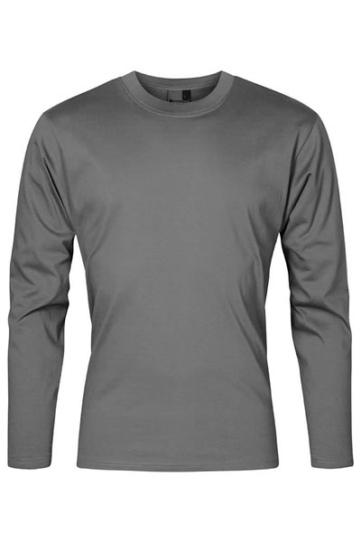 Langarmshirt, Longsleeve, unifarben, Graustufe,  Baumwollmix
