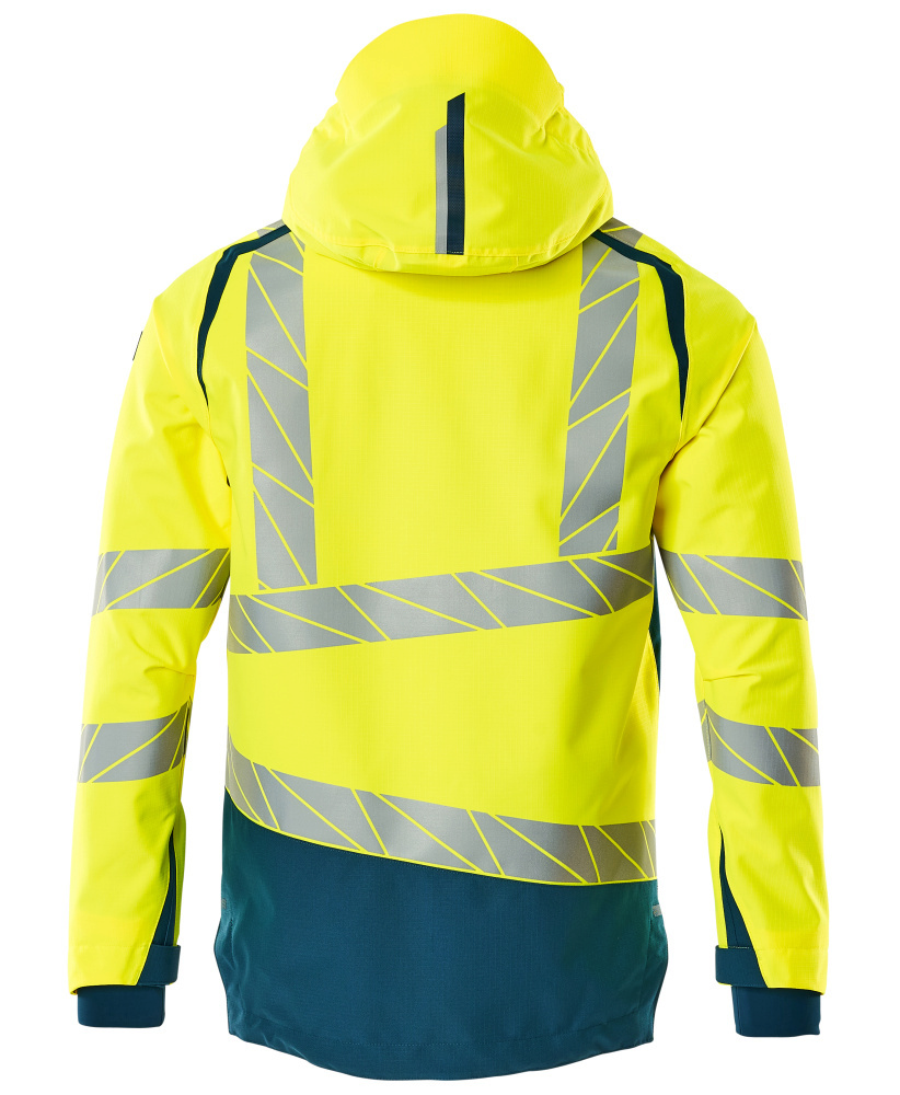 high-visibility, jacket, reflective, hooded, gelbgrün