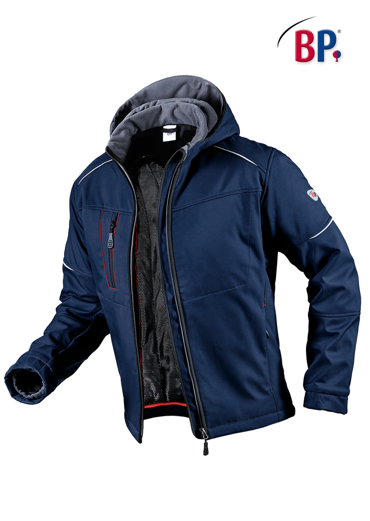 Winterjacke, Nachtblau, Softshell, Reißverschluss, Kapuze