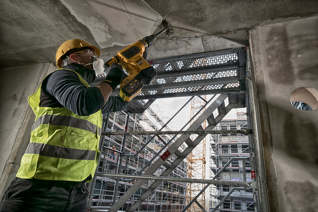 Construction, Worker, Safety, Power tool, Scaffolding