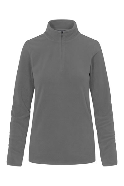 Pullover, Fleece, Reißverschluss-Halbseite, Langarm, Grau