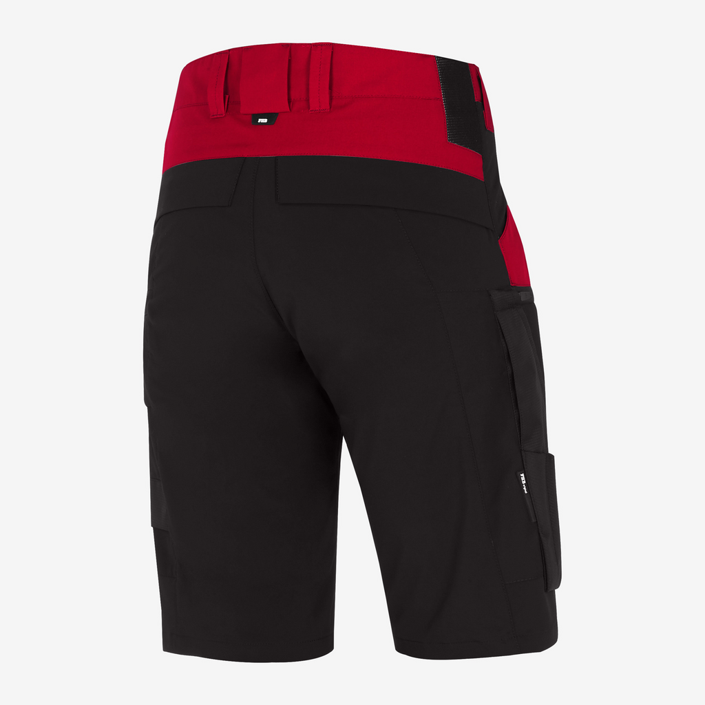  kurze Hose, schwarz, Cargo Hose, roter Bund, Gürtel-Schlaufen