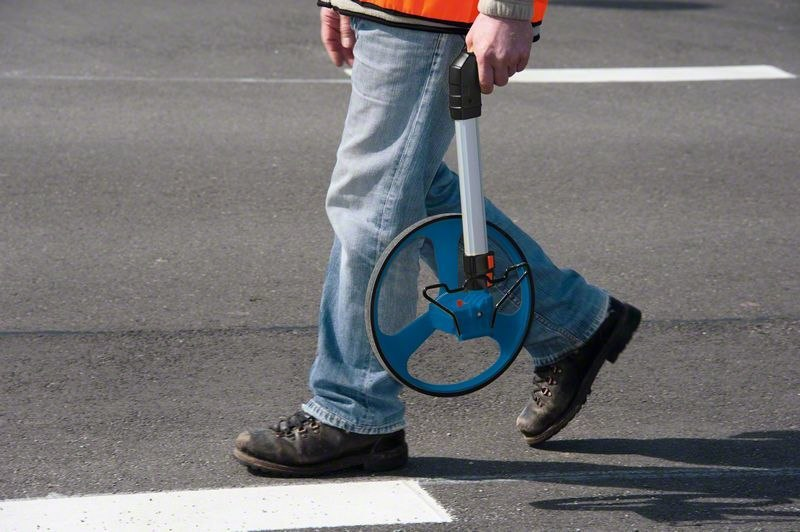 Messeinheit Rad, Straßenmarkierungswerkzeug, Dreispoke-Rad, blaues Rad, verstellbarer Griff