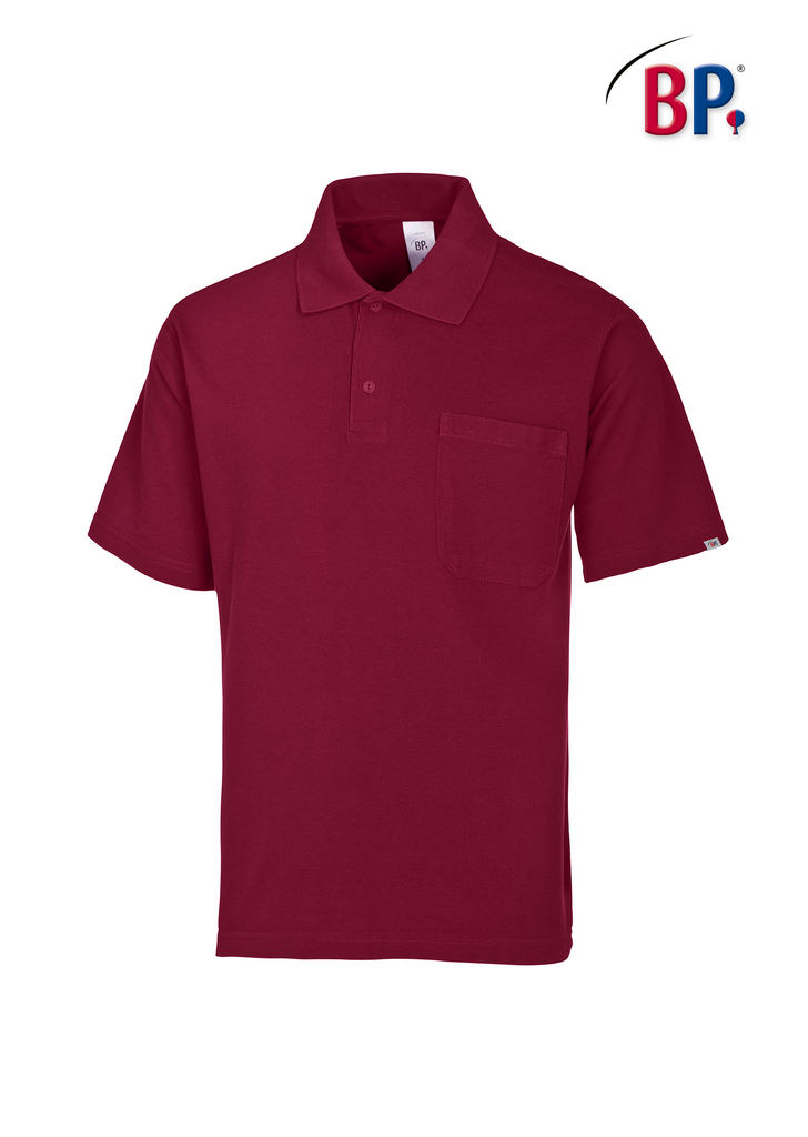 Polo shirt, short sleeves, collar, breast pocket, solid color