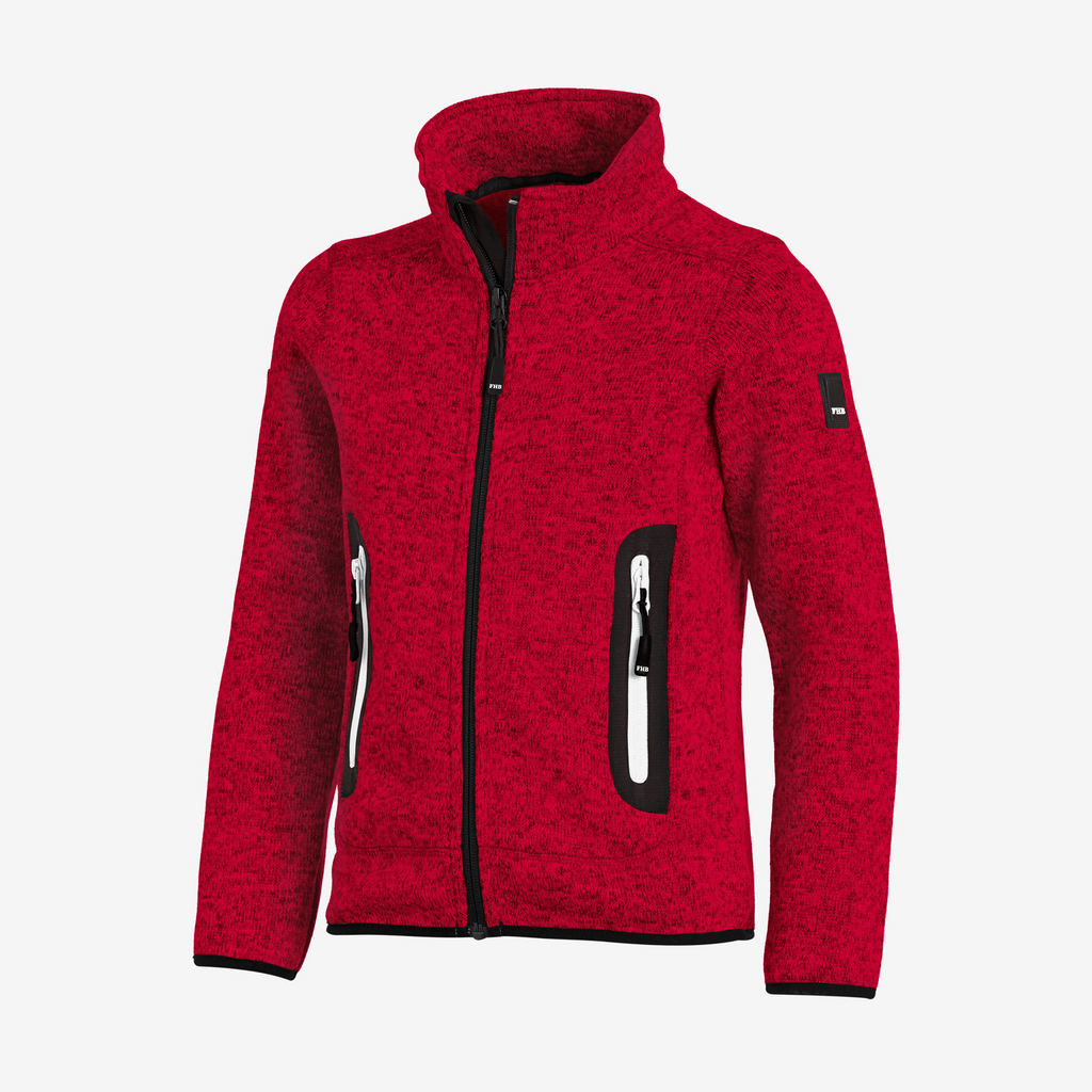 Fleecejacke, Rot, Kapuzenfrei?, Reißverschluss, Taschen