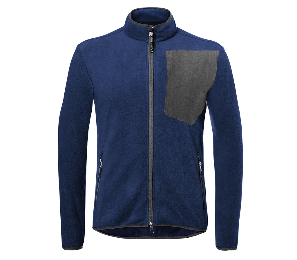 Fleece-Jacke, Reißverschluss, Tasche, Blau, Kontrasttasche