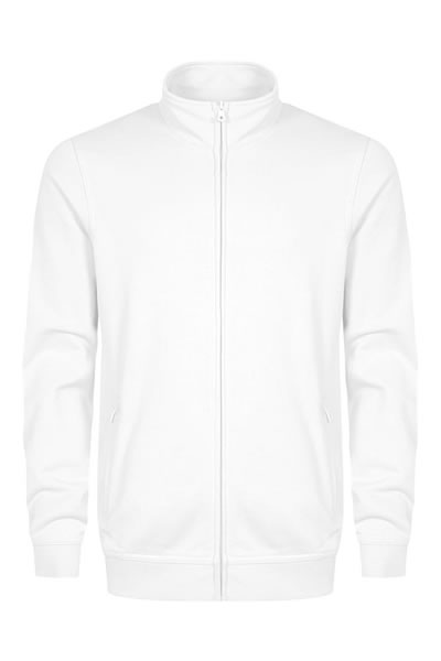 Hoodie, Weiß, Reißverschluss, Fleece, Frontreißverschluss