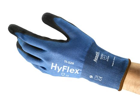 Arbeits-Handschuh, HyFlex, Kunststoffbeschichtung, Einweg-Grip, blue glove, Arbeitshandschuh, Schutzhandschuh, blauer Handschuh, HyFlex, Polymerbeschichtung