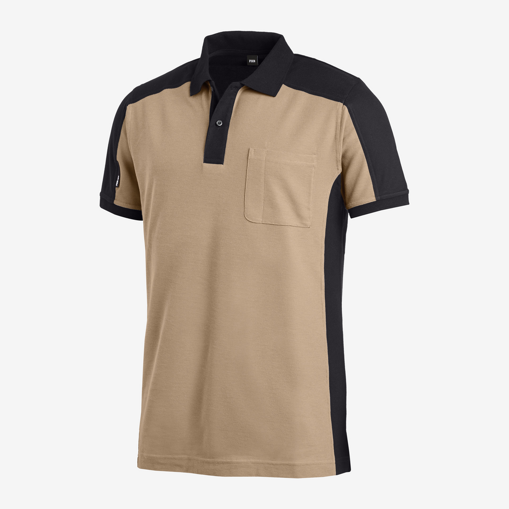 polohemd, kurzarm, tasche, zweifarbig, baumwollmischung