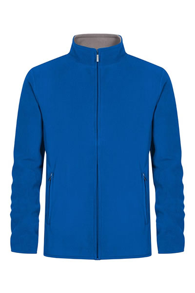 jacke, softshell, blau, frontzip, taschenreissverschluss