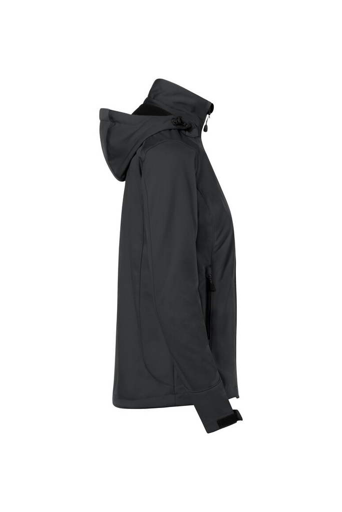 Hooded jacket, Softshell, Dunkelgrau, Reißverschlussfach, Verstellbare Manschette