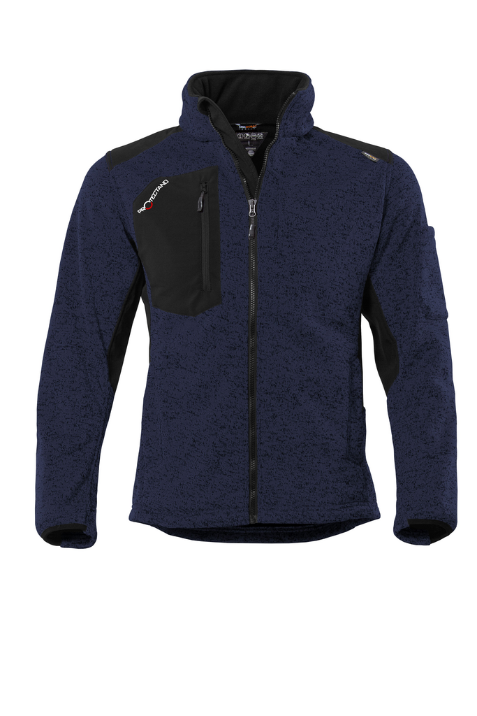 Fleecejacke, Softshell, Reißverschluss vorne, Blau/Navy, Brusttasche