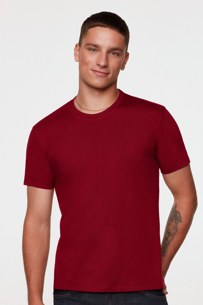 T-Shirt, Kurzarm, Uni-Farbe, Rot, Baumwolle