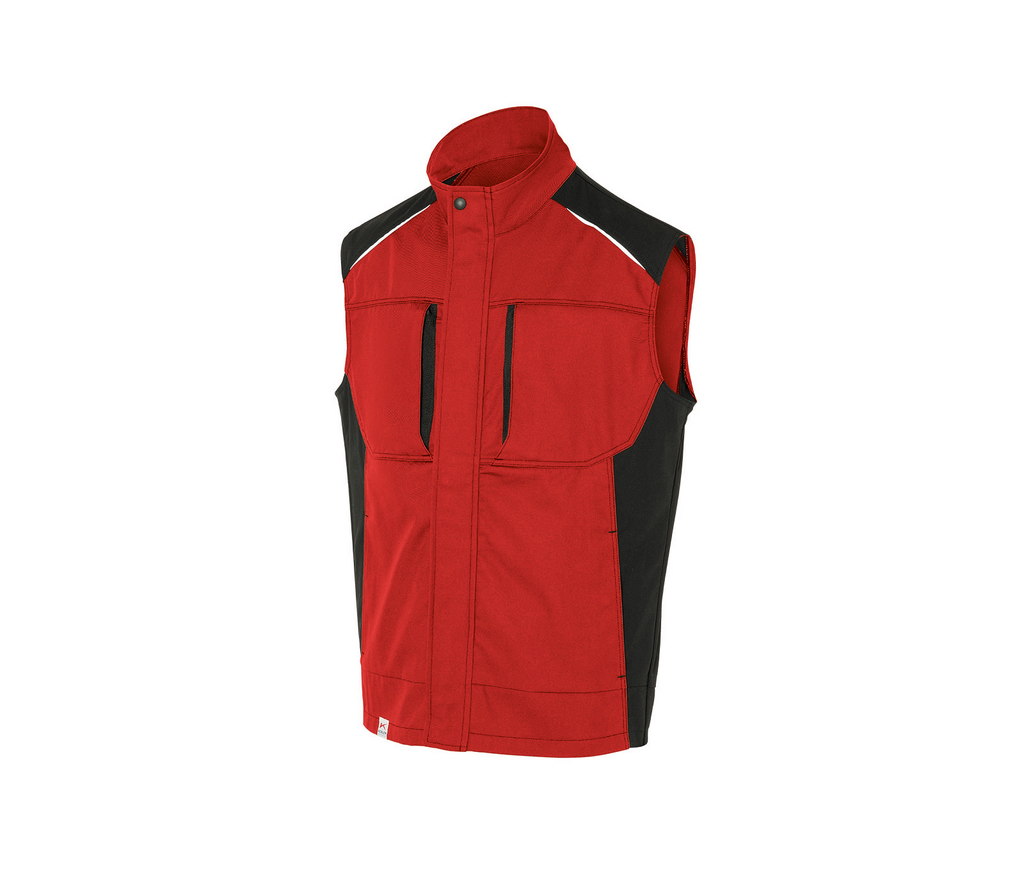 Rote Weste, Outdoor Weste, Reißverschlussfach, Schnittweste, Materialmix