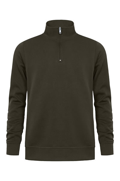 Pullover, Fleece, Reißverschluss am Hals, Kragen mit Reißverschluss, Olivgrün