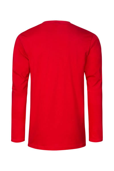 rot, langarmshirt, shirt, knopflos, unifarben