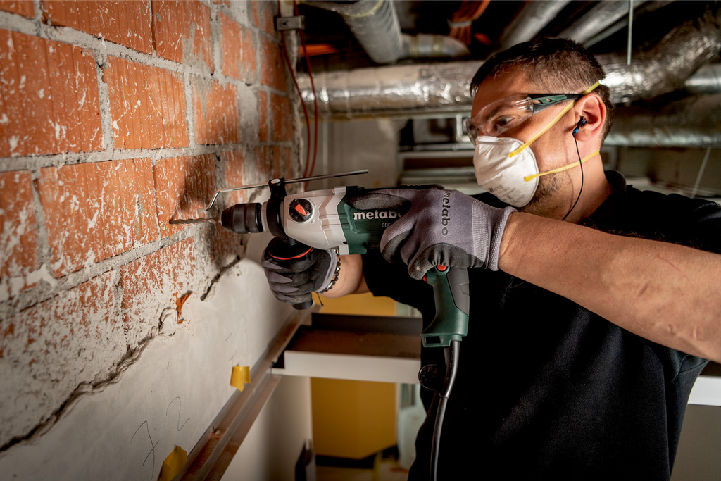 Bohrmaschine, Schraubarbeiten, Gehäuse, Baustelle, Schutzausrüstung