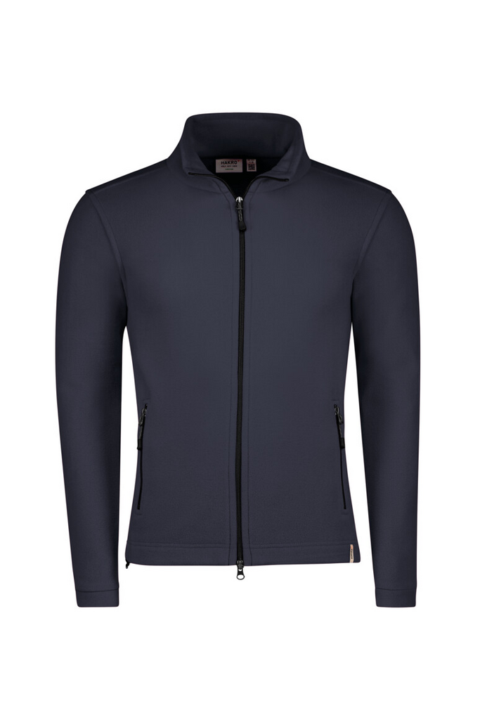 jakke, fleece, reissverschluss, langarm, dunkelblau