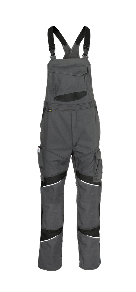 Overall-Bib, Workwear, Outdoor-pants, Reflective-strips, Grey
