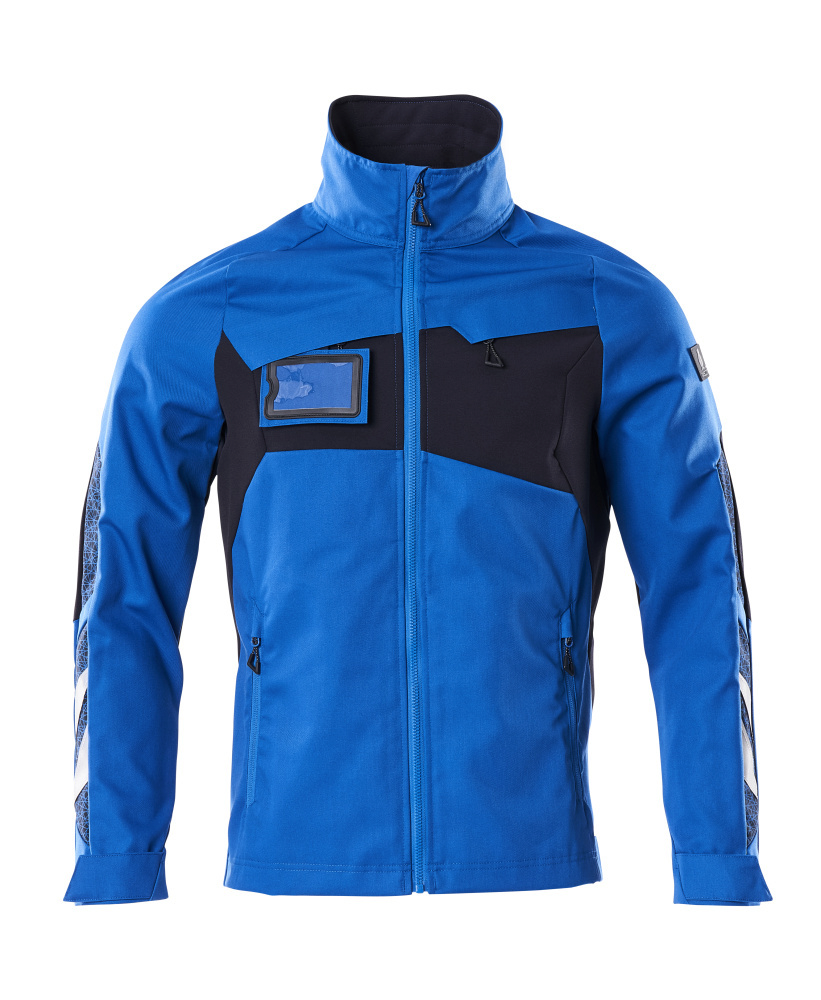 jacke, softshell, blau, reissverschluss, taillierte