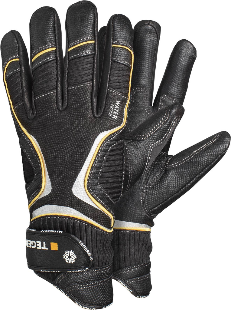 gärnwerkkbar?, arbeitshandschuhe, synthetisches leder, schwarz, gelbe zb trim