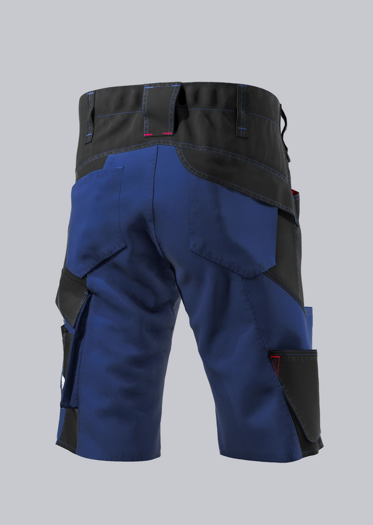 Arbeitsshorts, Cargo-Shorts, blaue Shorts, Mehrfachtaschen, Knielang