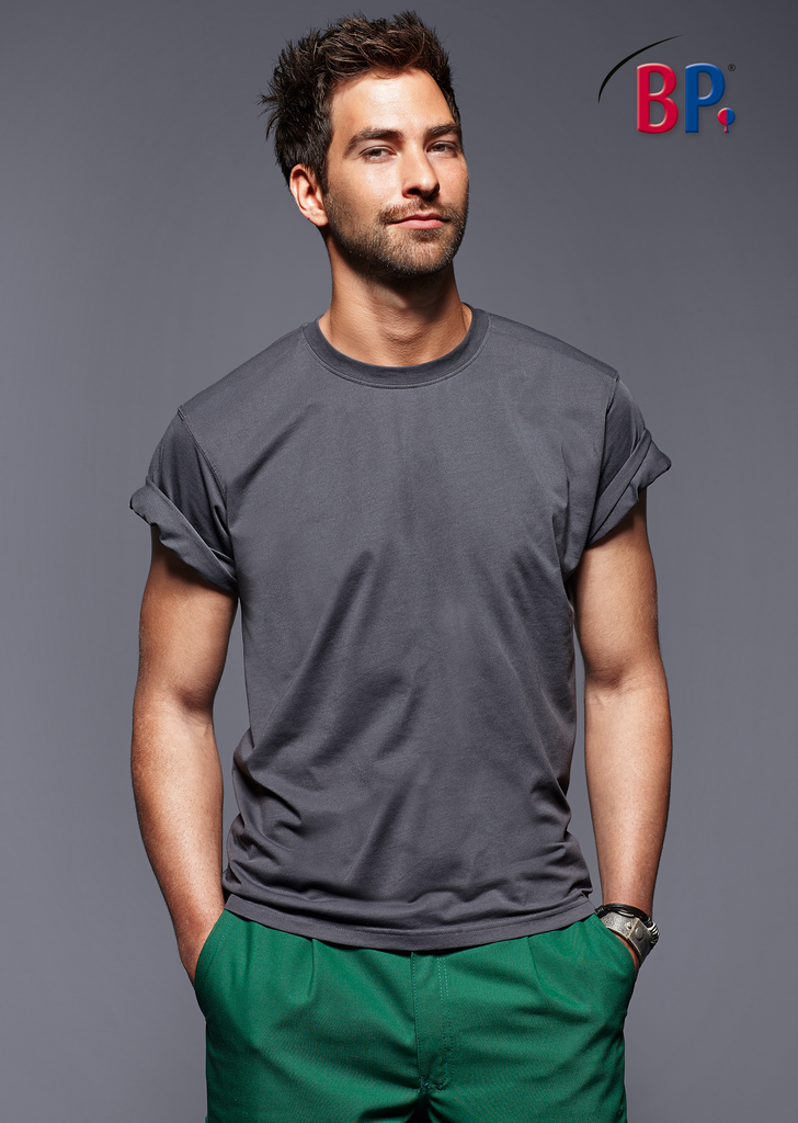 T-Shirt, Kurzarm, Einfarbig, Grau, Casual