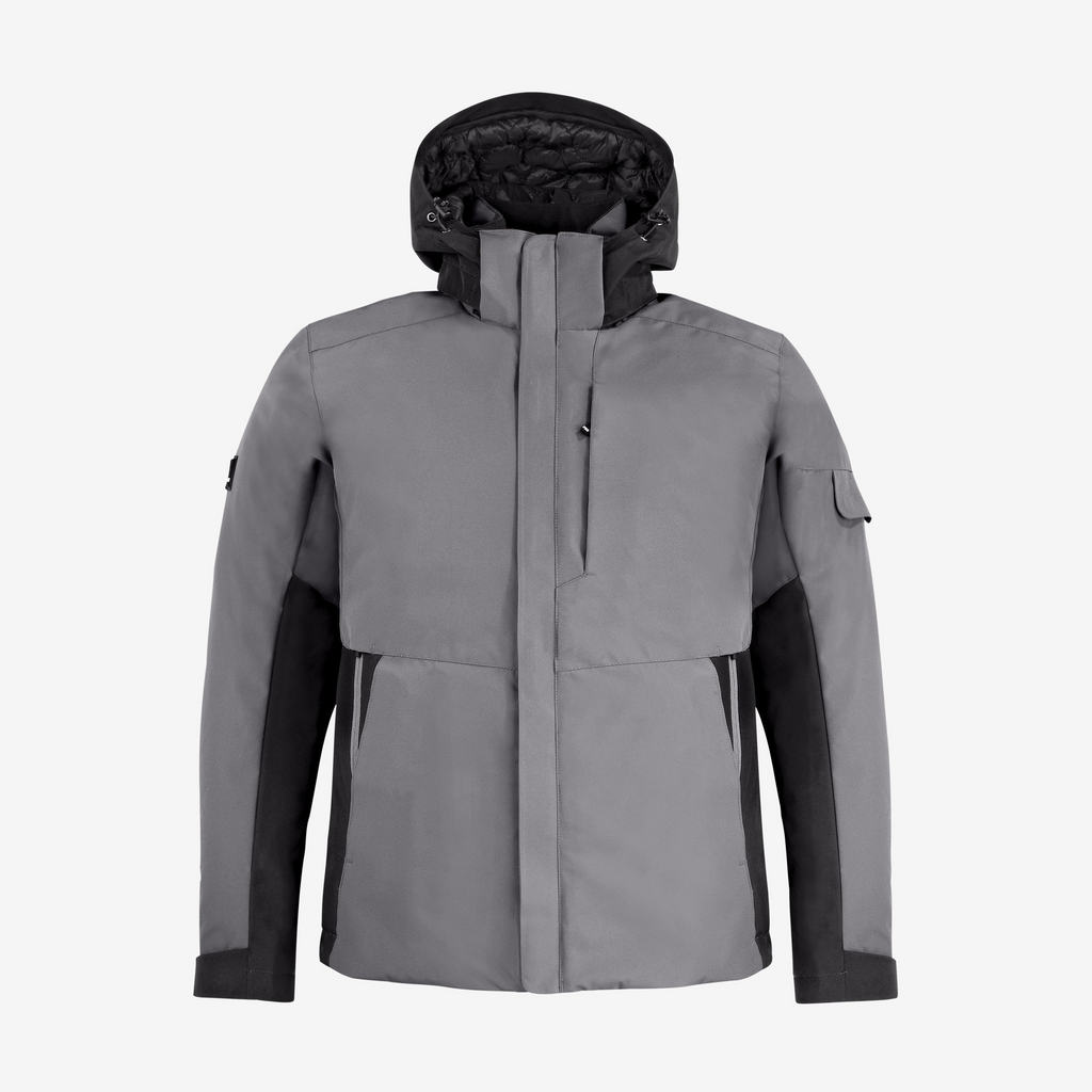 Herrenjacke, Grau, Winterjacke, Reißverschluss, Kapuze