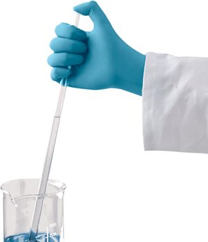 handschuh, glove, laboratorium, pipette, becherglas