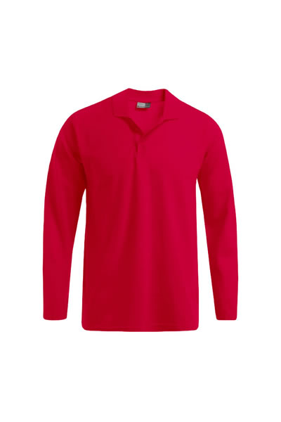 Langarmshirt, Polo, roter Shade, Kragen, einfarbig