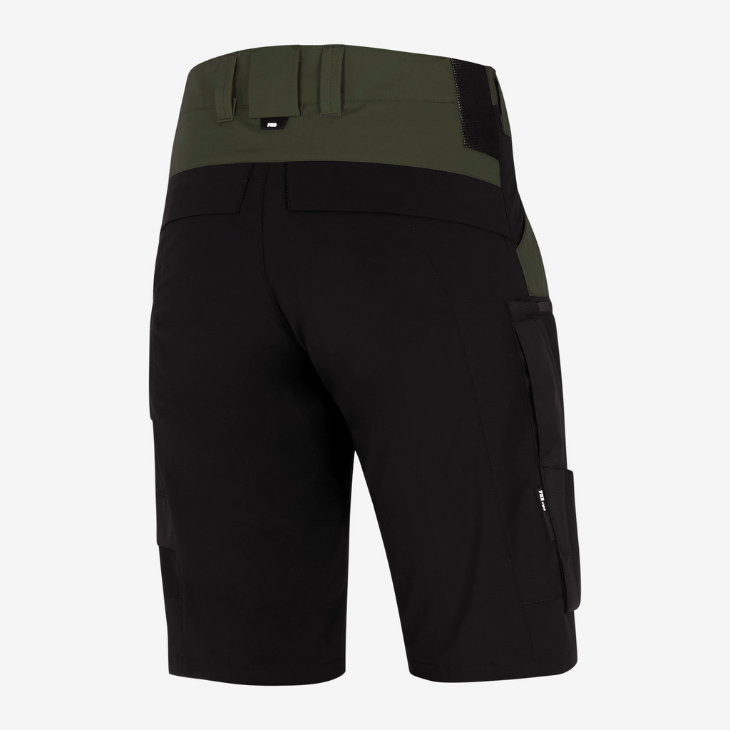 Shorts, Cargo, Schwarz, grüne Taille, Hinten Tasche